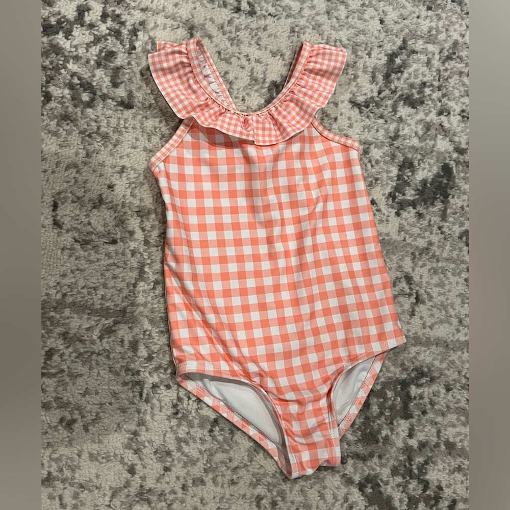 Carter’s Peach and White Gingham One Piece Toddler Swim Suit